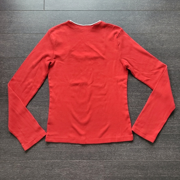 Tommy Hilfiger Red Cotton Knit Pullover Long sleeves Top Size M - Picture 4 of 6
